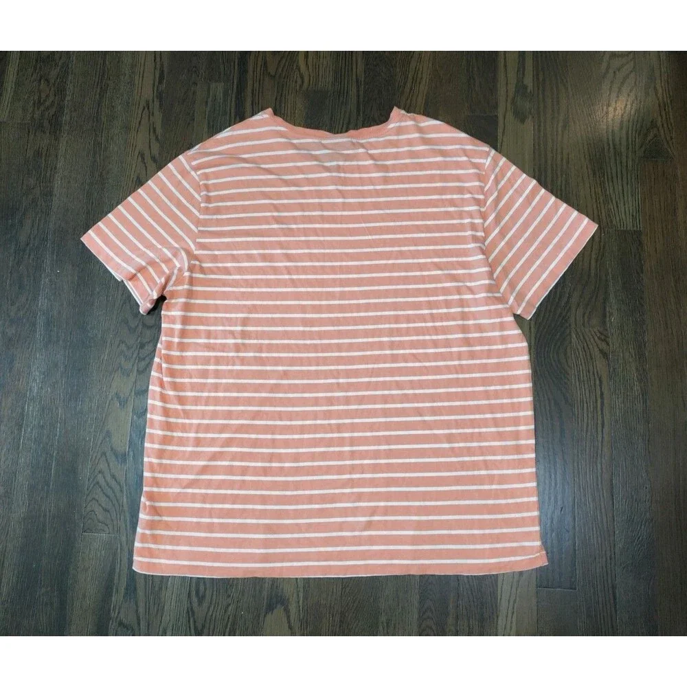VTG Polo Ralph Lauren Men's T Shirt Size XL Orange White Striped Cotton 90s Logo